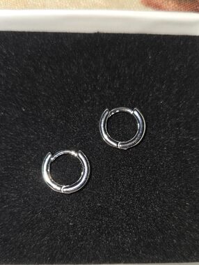 Simple Sterling Silver Hoop Earrings S925 Stamped